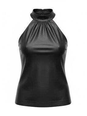 Ann Taylor Black Faux-Leather Slip Dress